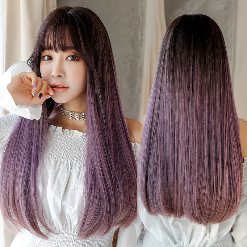 Fashion realistic hair long straight hair wig jiafa chemical fiber wig