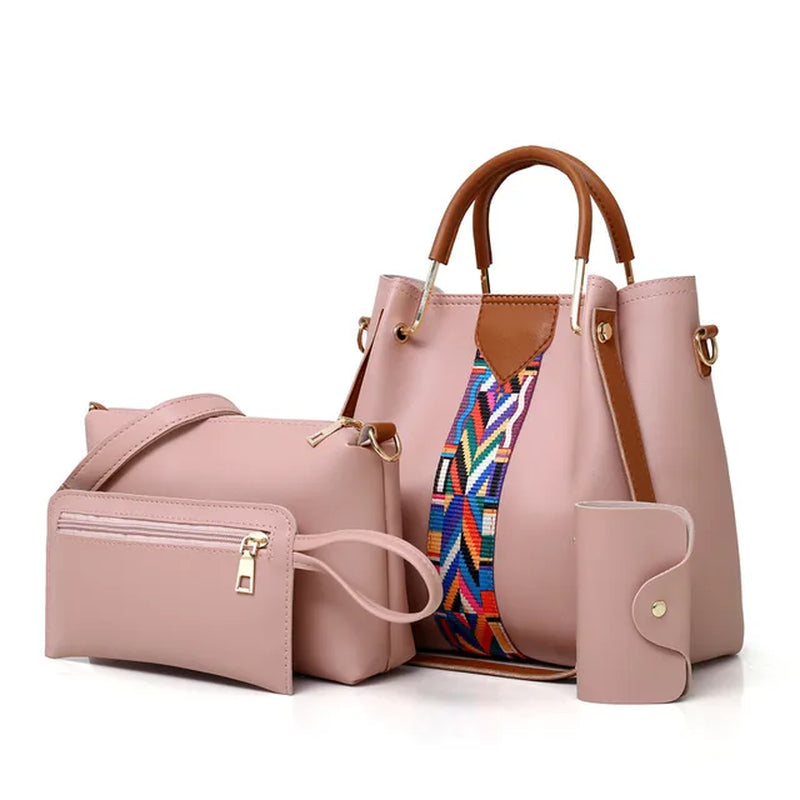 4-Piece Set Women Handbag Purses and Handbags Casual Shoulder Crossbody Bags for Women 2023 New Pu Leather Handbags Tote Bag