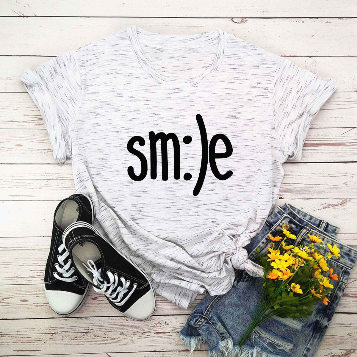 S-5XL Plus Size TShirt Women New Smile Letter Printed Shirt O Neck Short Sleeve Tees Summer Top 100%cotton Women's T-shirts